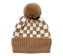 Load image into Gallery viewer, CHECKER POM BEANIE - CAMEL