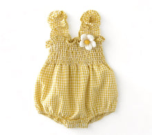 Load image into Gallery viewer, Gingham Smocked Bubble, Sunshine