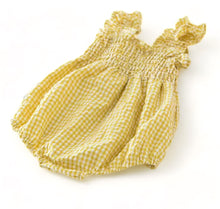 Load image into Gallery viewer, Gingham Smocked Bubble, Sunshine