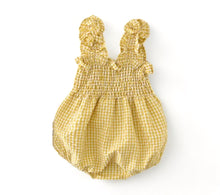 Load image into Gallery viewer, Gingham Smocked Bubble, Sunshine