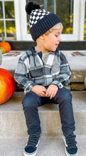 Load image into Gallery viewer, CHECKER POM BEANIE - BLACK