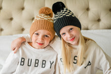 Load image into Gallery viewer, CHECKER POM BEANIE - BLACK