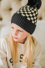Load image into Gallery viewer, CHECKER POM BEANIE - BLACK