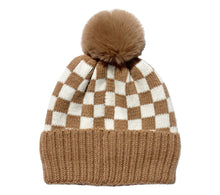 Load image into Gallery viewer, CHECKER POM BEANIE - CAMEL
