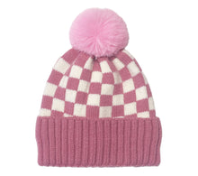 Load image into Gallery viewer, CHECKER POM BEANIE - ROSE
