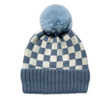 Load image into Gallery viewer, CHECKER POM BEANIE - SKY
