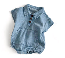 Load image into Gallery viewer, Chambray Short Sleeve Bodysuit
