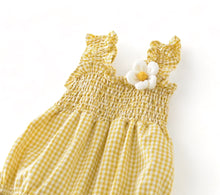 Load image into Gallery viewer, Gingham Smocked Bubble, Sunshine
