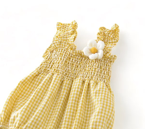 Gingham Smocked Bubble, Sunshine