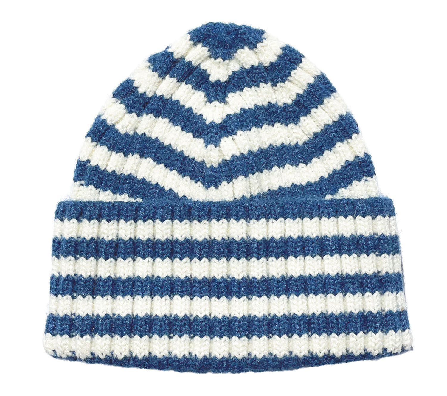 Teal & Navy Striped Knit Beanie Hat Simple Stripe Knit Beanie Winter Cuff Hat Stretchy Comfy  main image 2