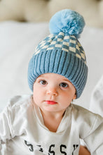 Load image into Gallery viewer, CHECKER POM BEANIE - SKY
