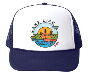 Lake Navy Buddy on Fuchsia Baseball Cap — Buddy by The Sea